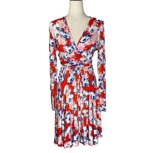 Yumi Kim Red Floral Running in Circles Midi Wrap Dress| Size S